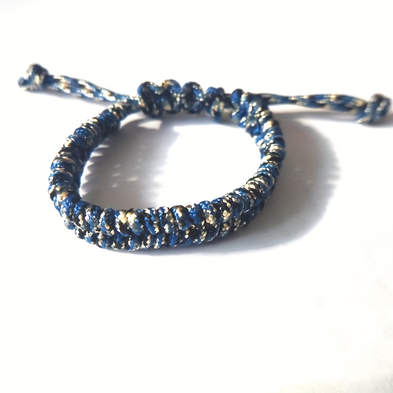 Adjustable Braided Nylon Rope Bracelet Colorful Striped Camping Accessory